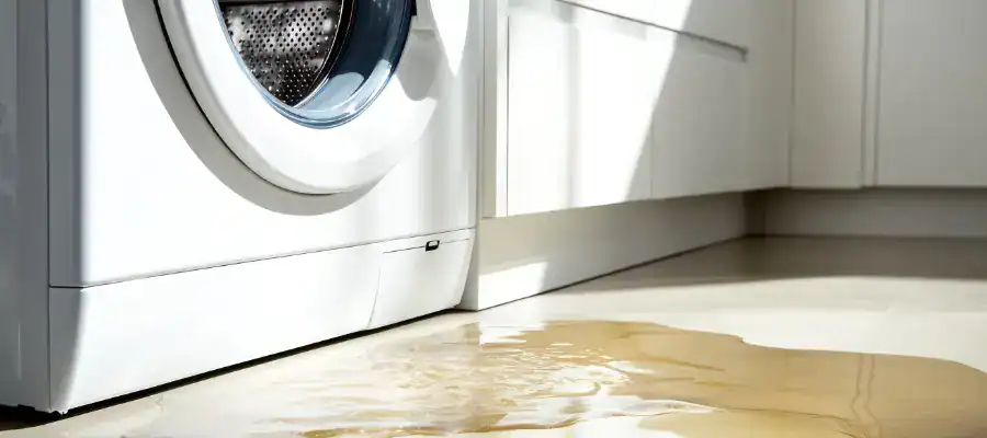 A washer with a blocked drain line