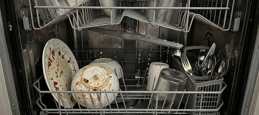A dishwasher with poor cleaning power